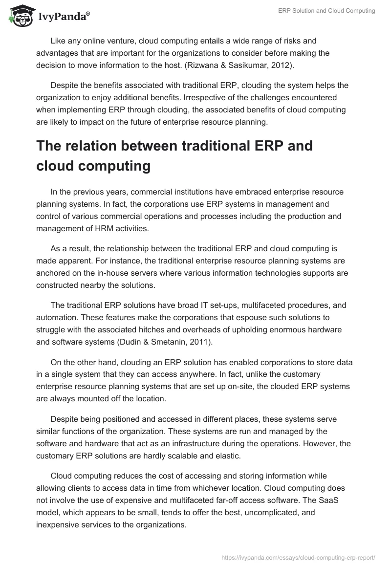 ERP Solution and Cloud Computing. Page 2