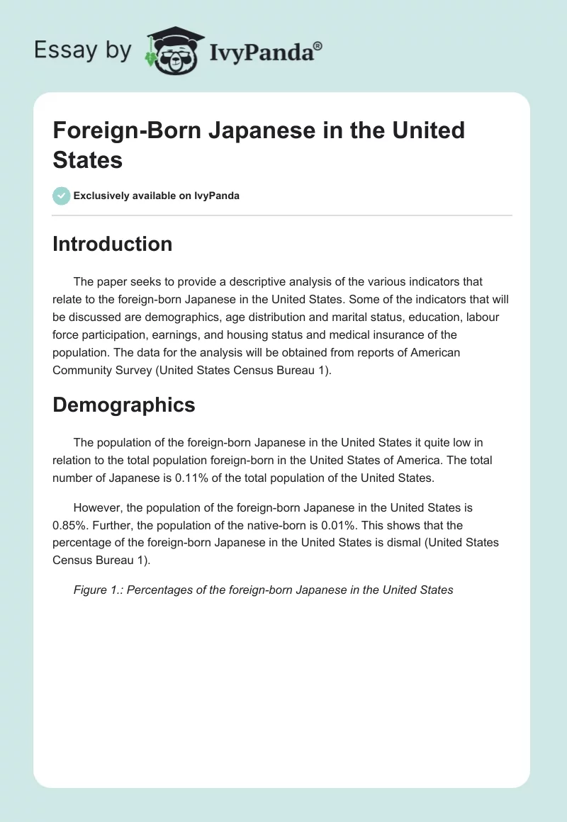Foreign-Born Japanese in the United States. Page 1