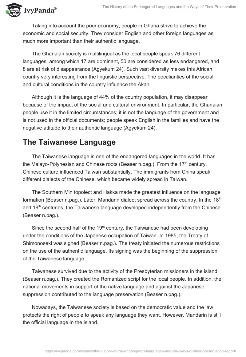 The History of the Endangered Languages and the Ways of Their Preservation. Page 2