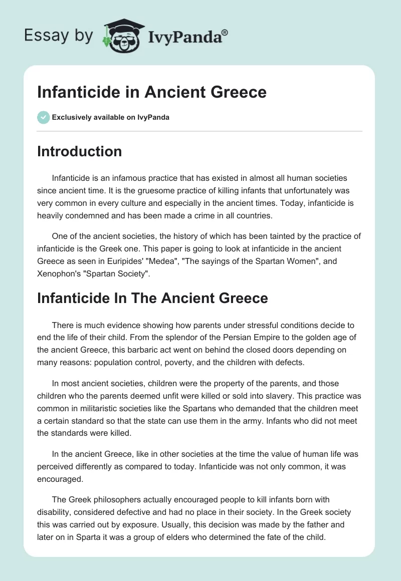 Infanticide in Ancient Greece. Page 1