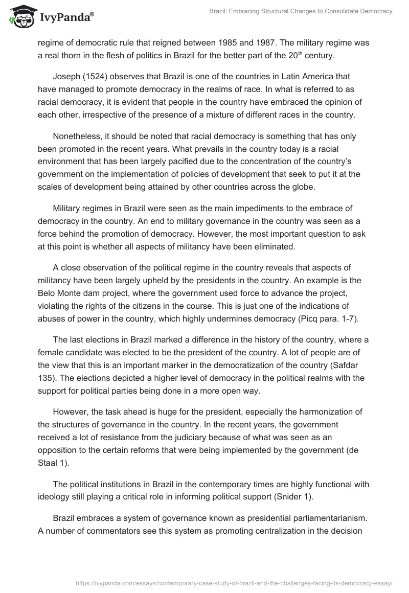 Brazil: Embracing Structural Changes to Consolidate Democracy. Page 5