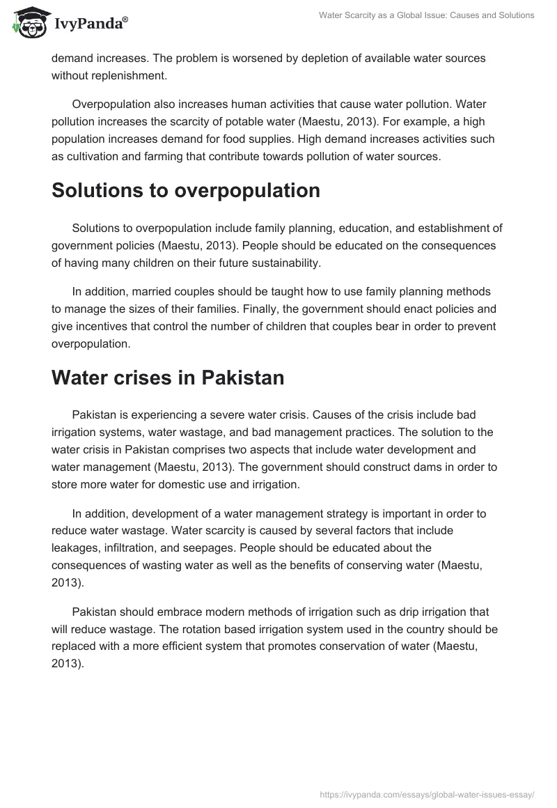 water scarcity problem essay