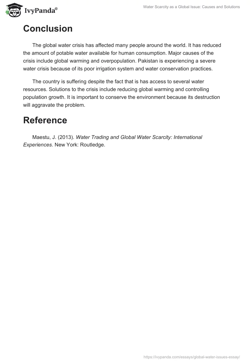 Water Scarcity as a Global Issue: Causes and Solutions. Page 4