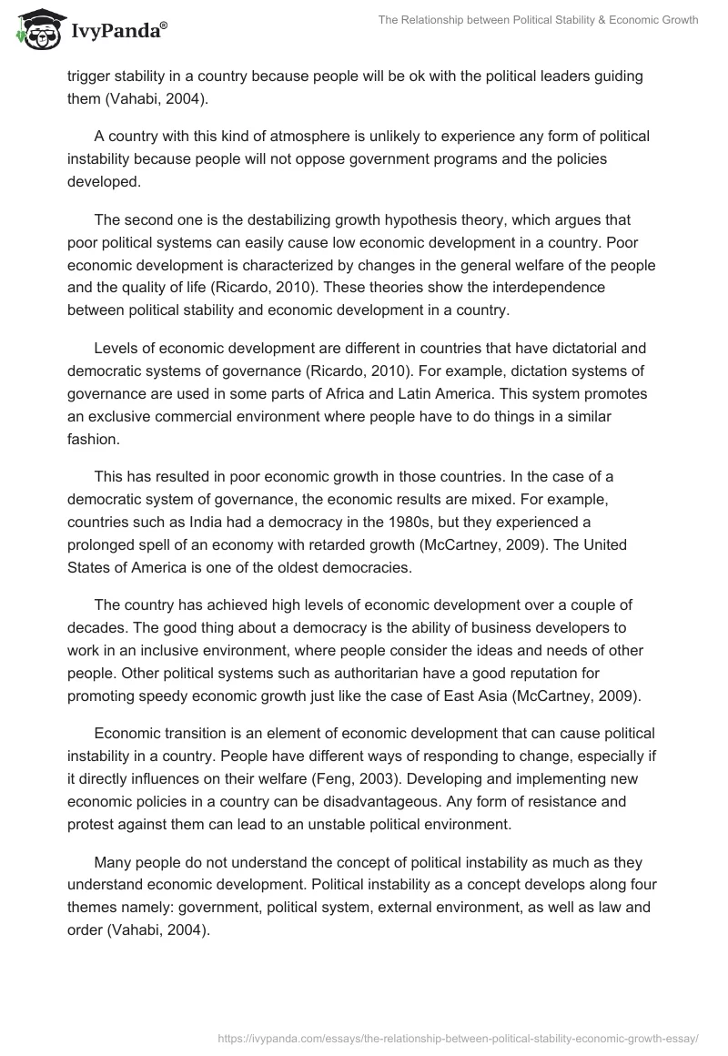 The Relationship between Political Stability & Economic Growth. Page 2