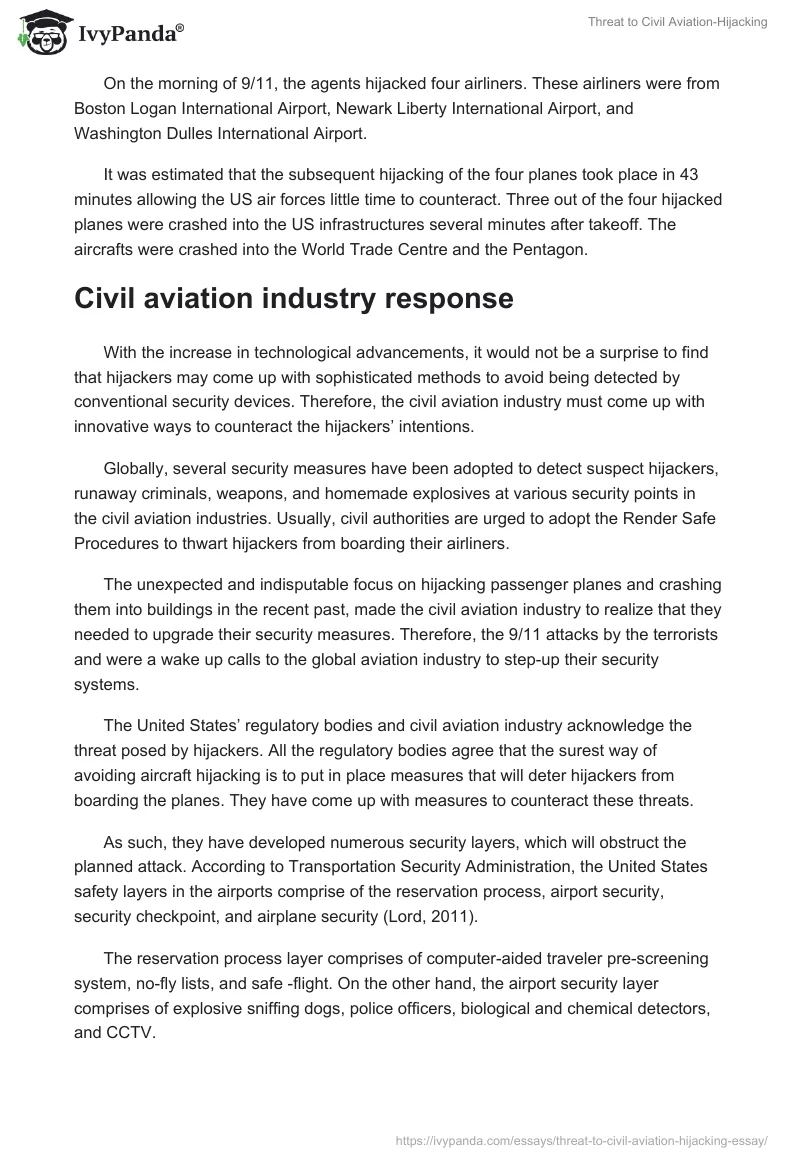 Threat to Civil Aviation-Hijacking. Page 4