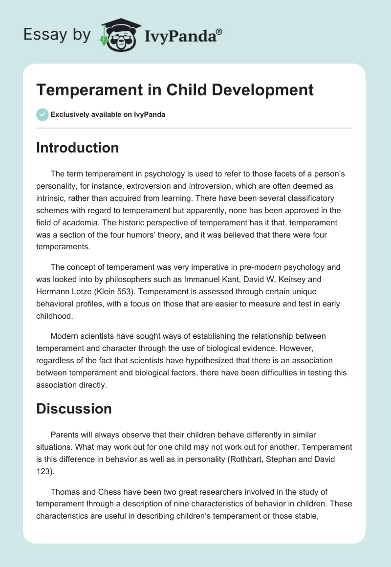 Temperament in Child Development. Page 1