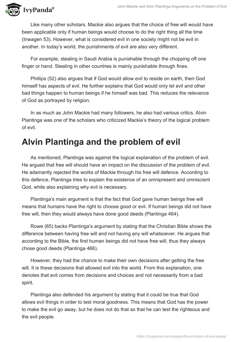John Mackie and Alvin Plantinga Arguments on the Problem of Evil. Page 4