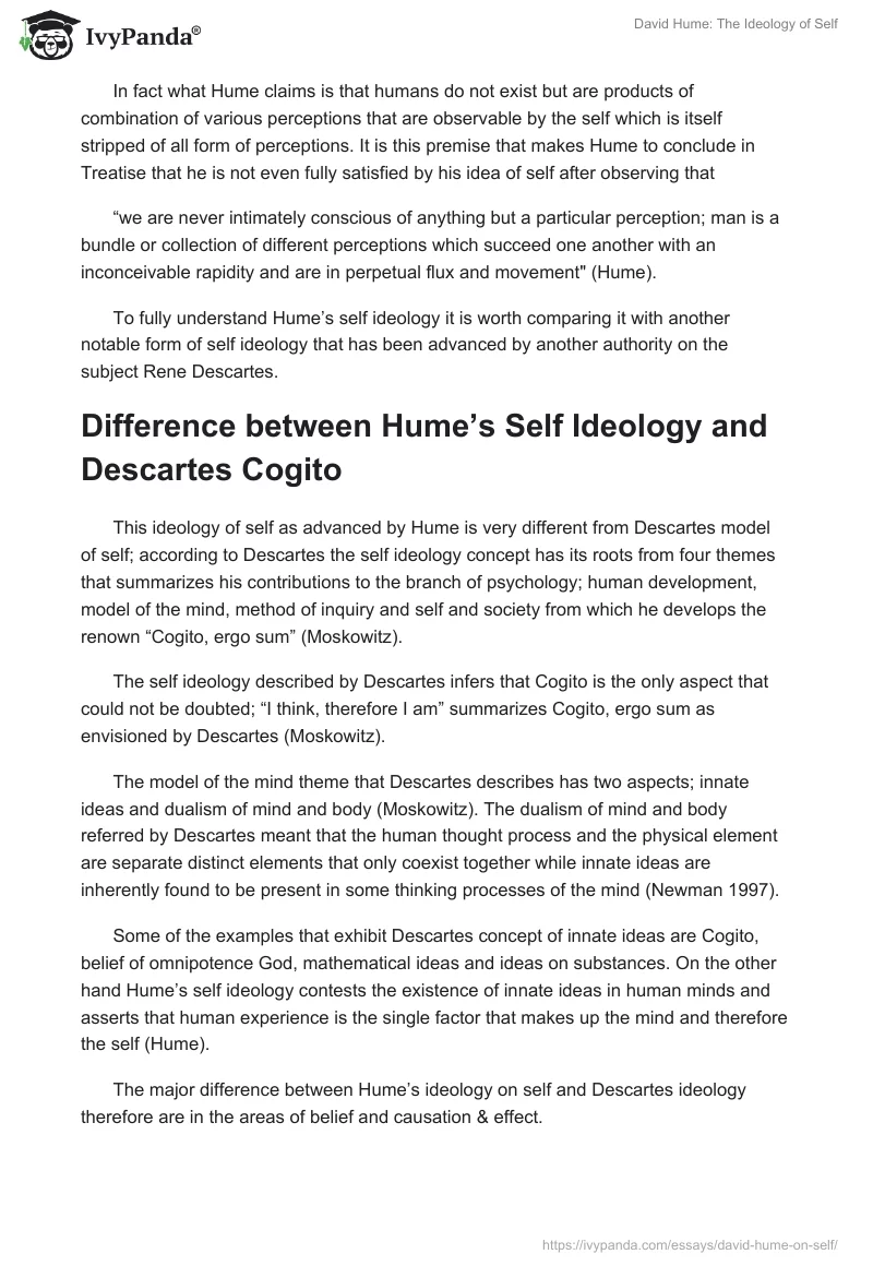 David Hume: The Ideology of Self. Page 3