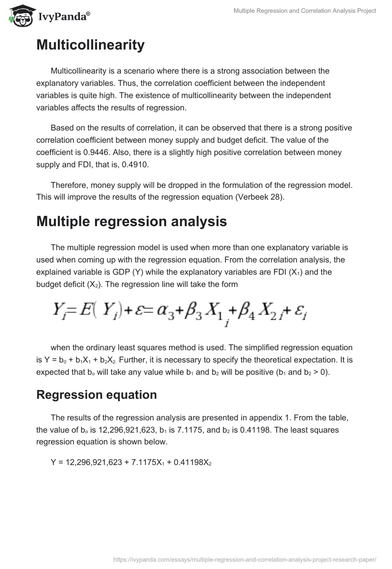 Multiple Regression and Correlation Analysis Project. Page 2