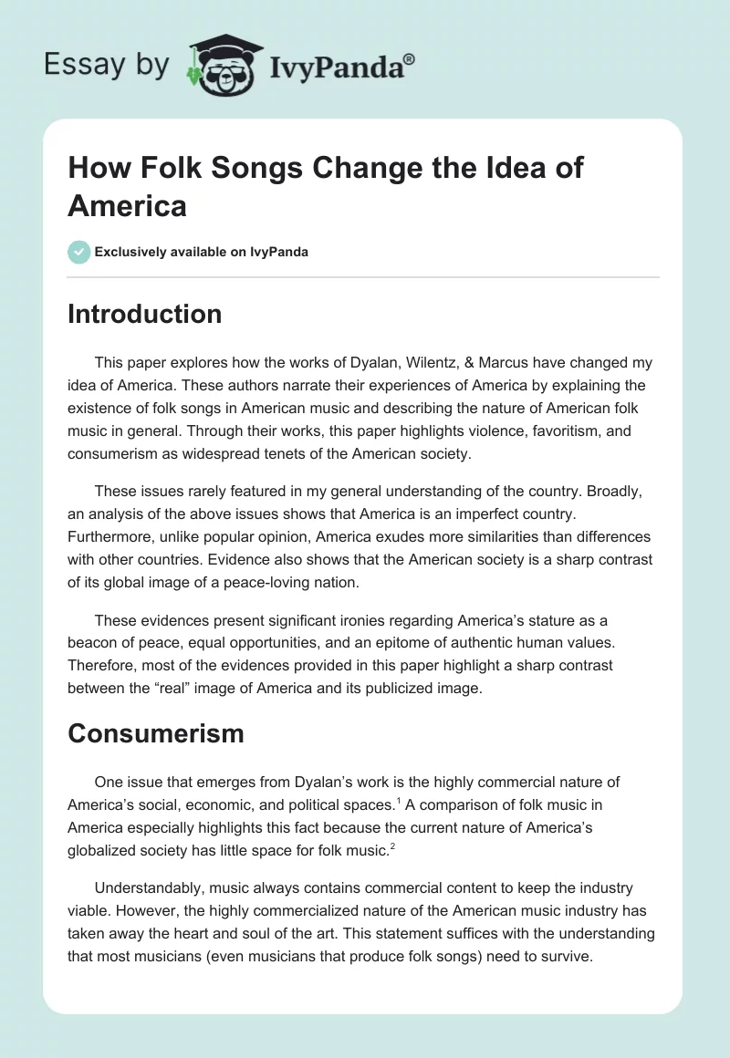 How Folk Songs Change the Idea of America. Page 1