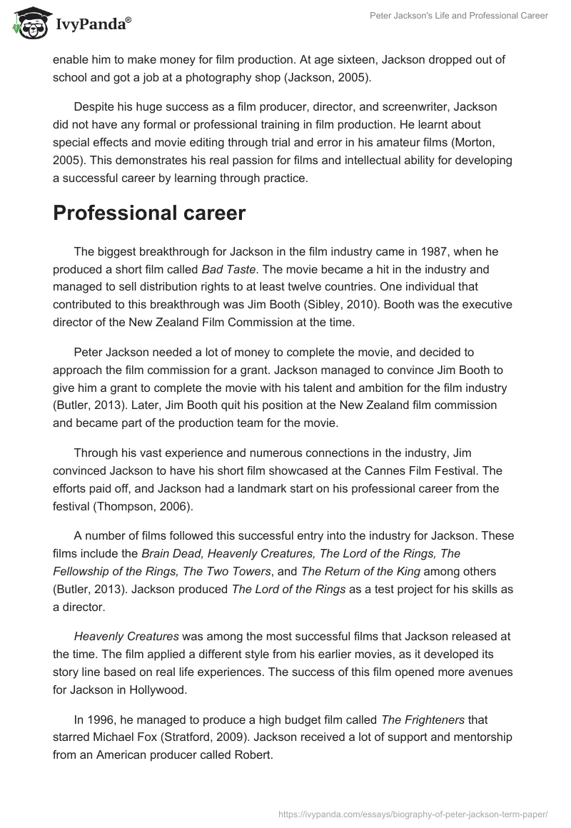 Peter Jackson's Life and Professional Career. Page 3