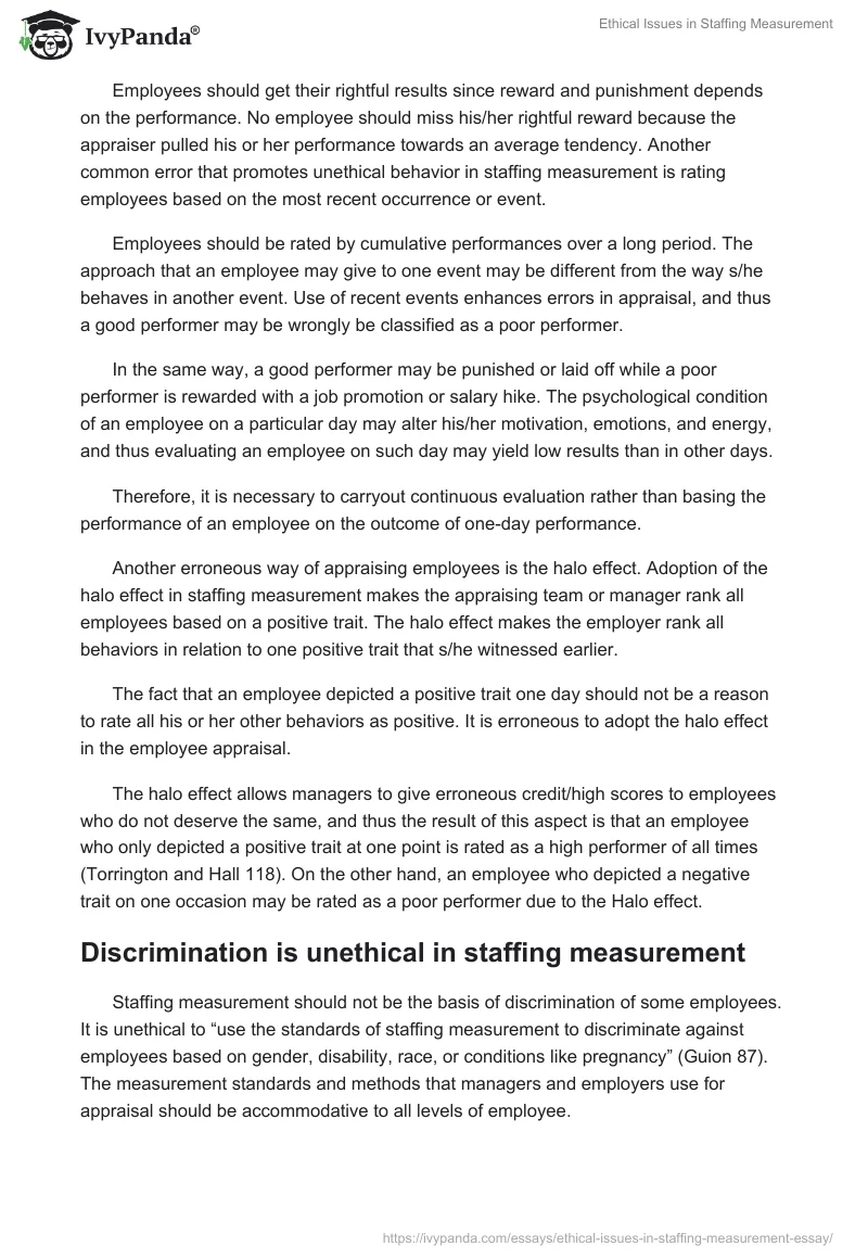 Ethical Issues in Staffing Measurement. Page 5