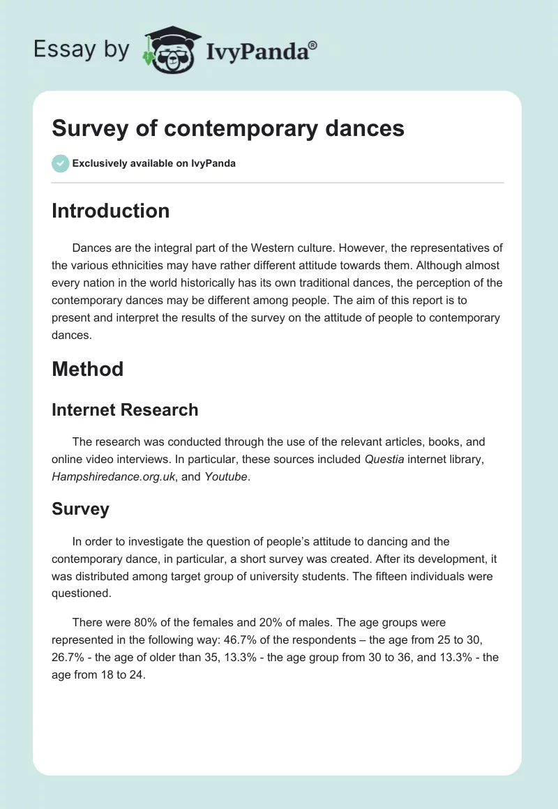 Survey of Contemporary Dances. Page 1