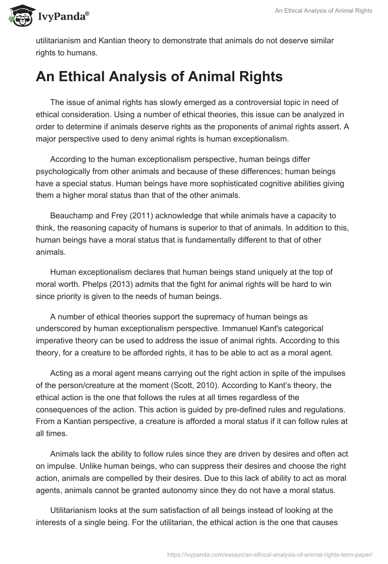 An Ethical Analysis of Animal Rights. Page 2