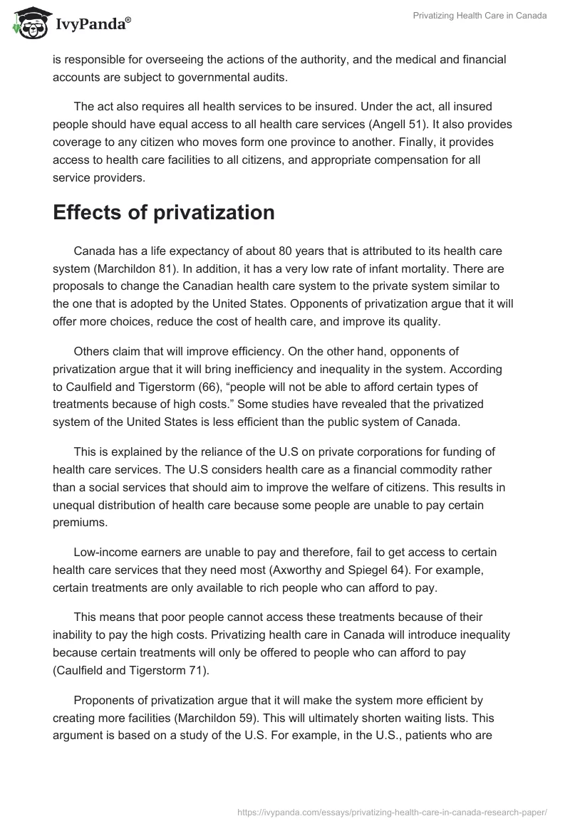 Privatizing Health Care in Canada. Page 2