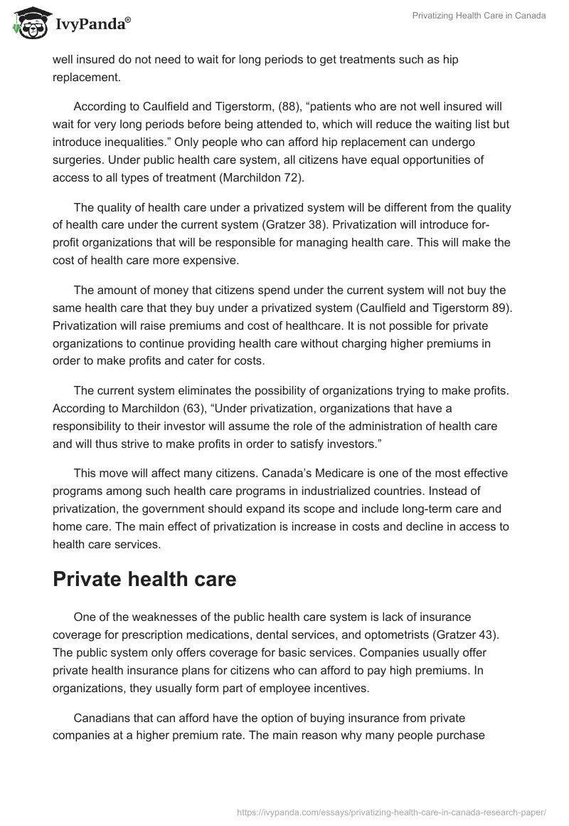Privatizing Health Care in Canada. Page 3
