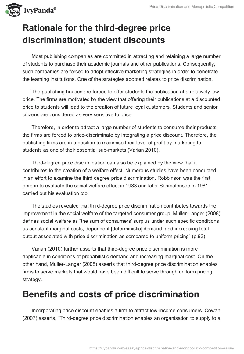Price Discrimination and Monopolistic Competition. Page 4