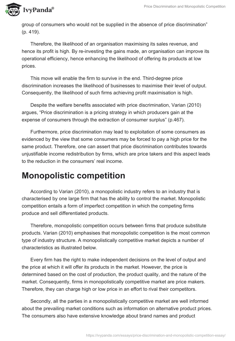 Price Discrimination and Monopolistic Competition. Page 5