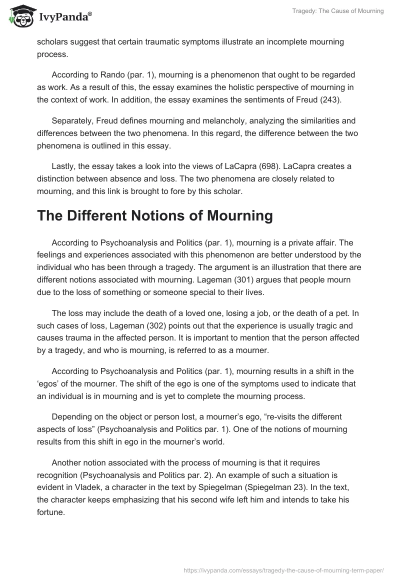 Tragedy: The Cause of Mourning. Page 2