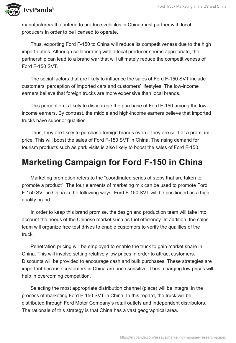 Ford Truck Marketing in the US and China. Page 5