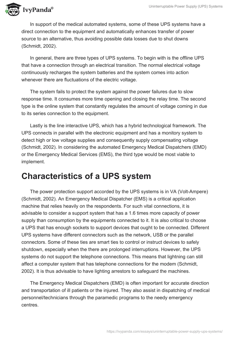 Uninterruptable Power Supply (UPS) Systems. Page 2