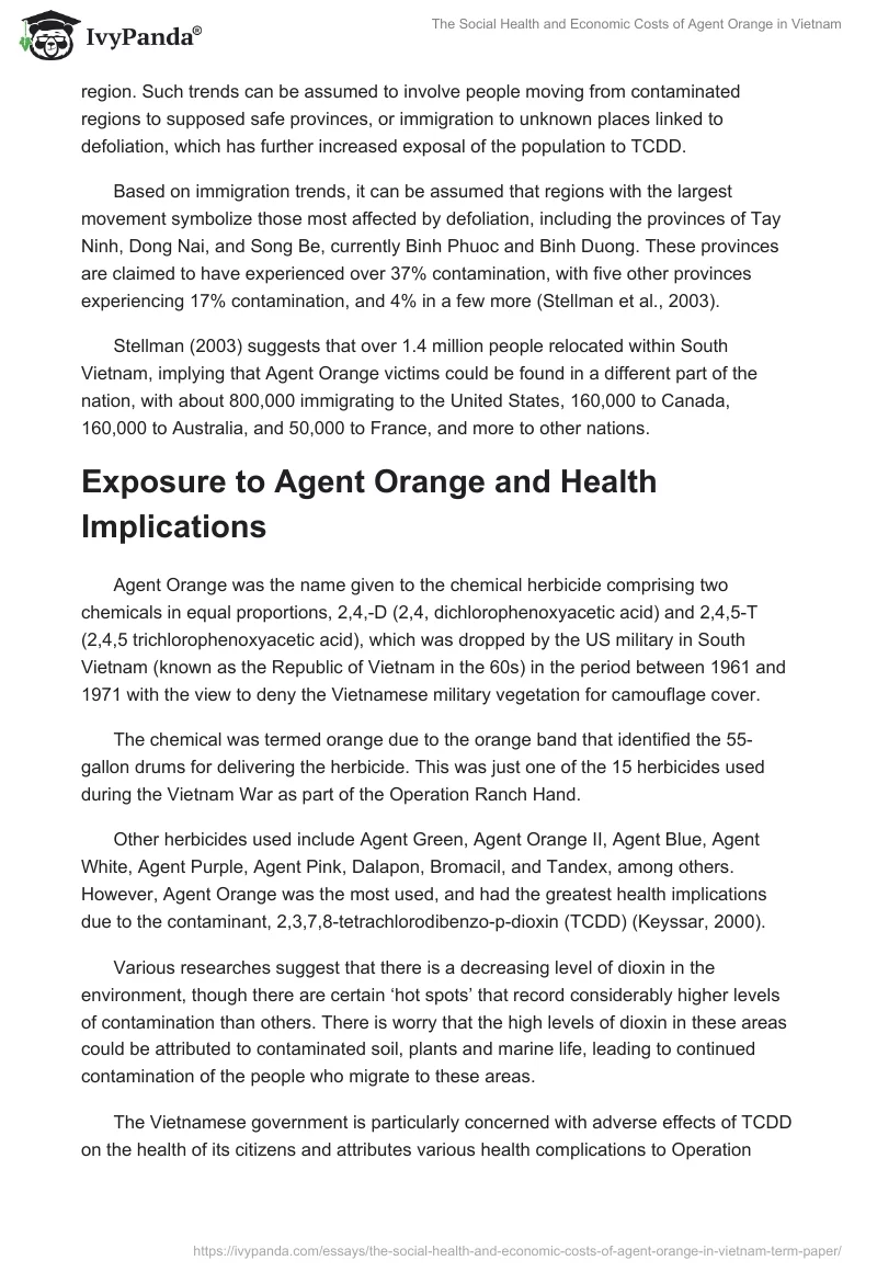 The Social Health and Economic Costs of Agent Orange in Vietnam. Page 3
