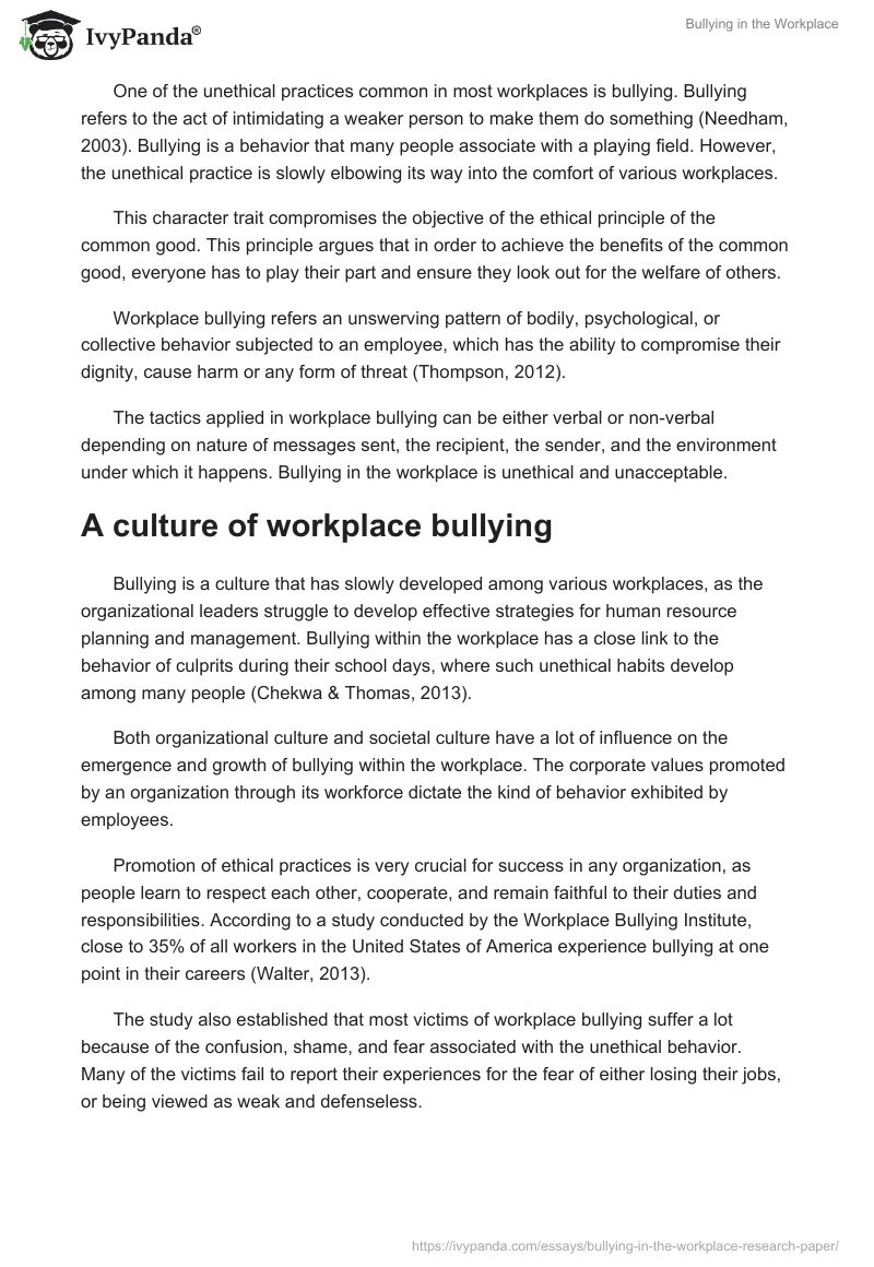 Bullying in the Workplace. Page 2
