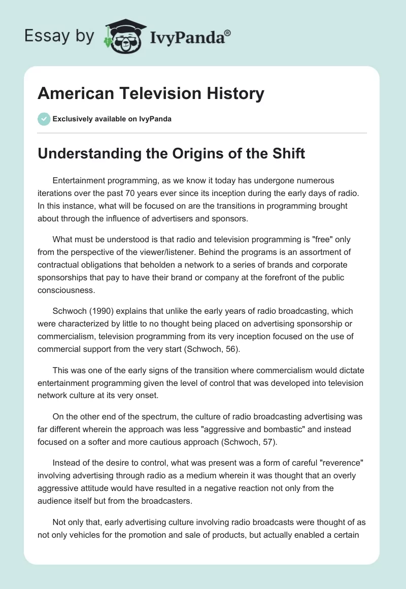American Television History. Page 1