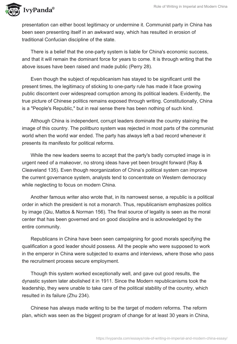 Role of Writing in Imperial and Modern China. Page 2