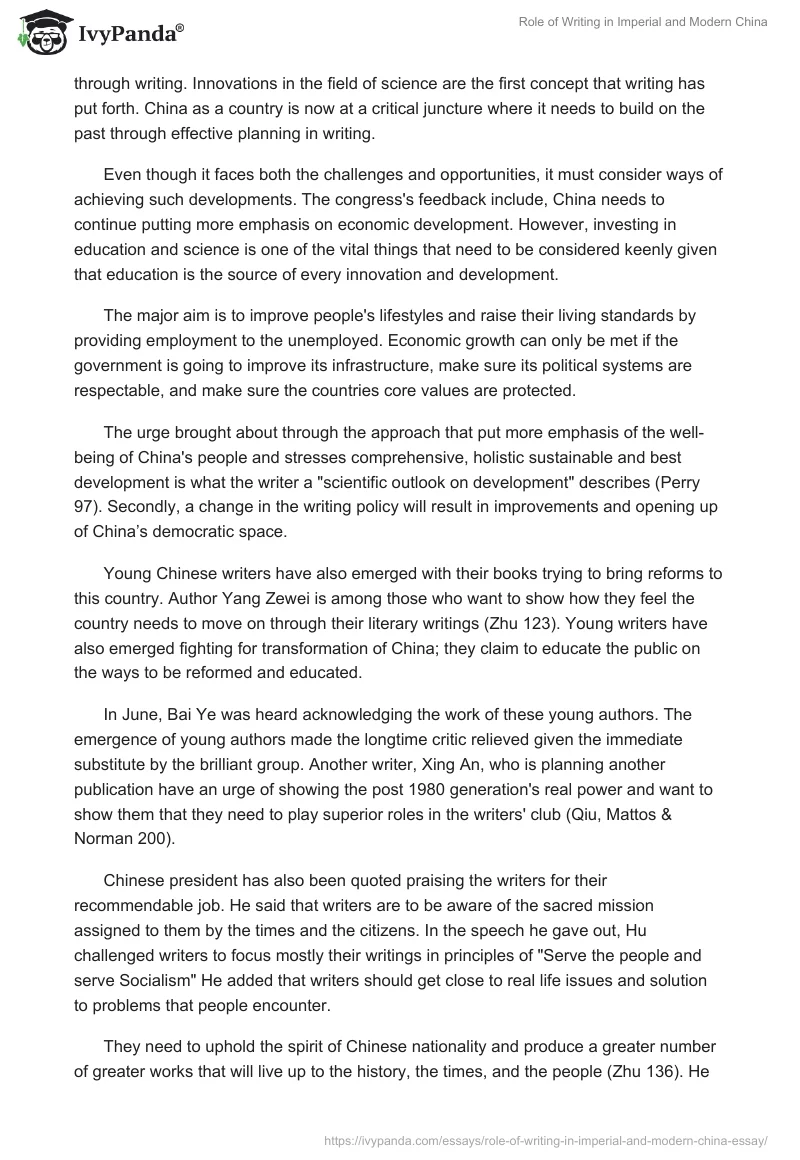 Role of Writing in Imperial and Modern China. Page 4