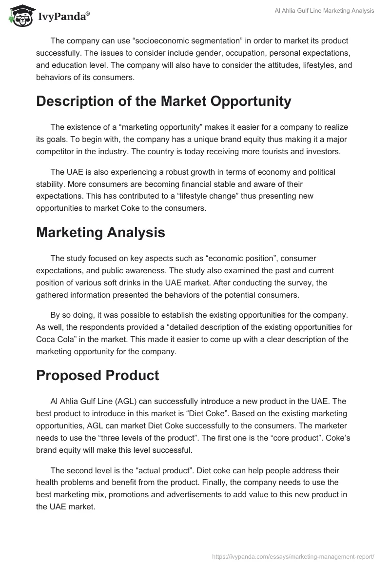Al Ahlia Gulf Line Marketing Analysis. Page 4