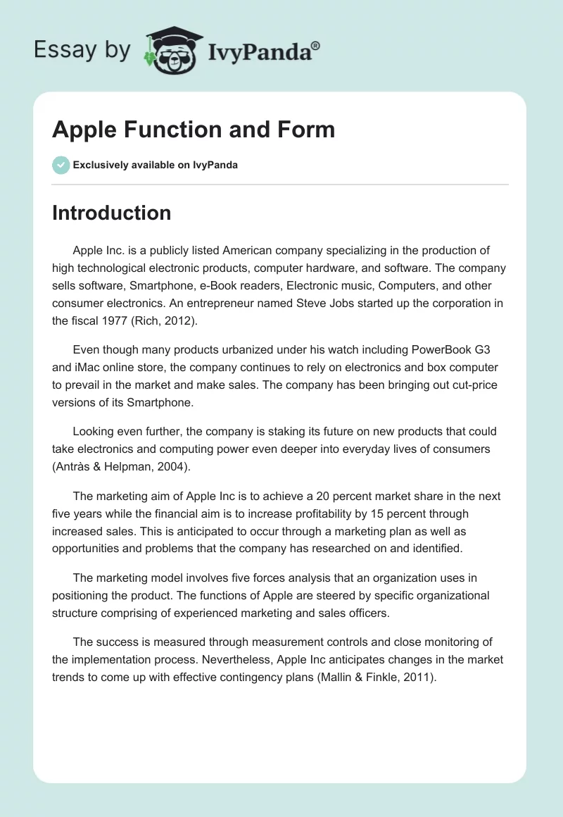 Apple Function and Form. Page 1