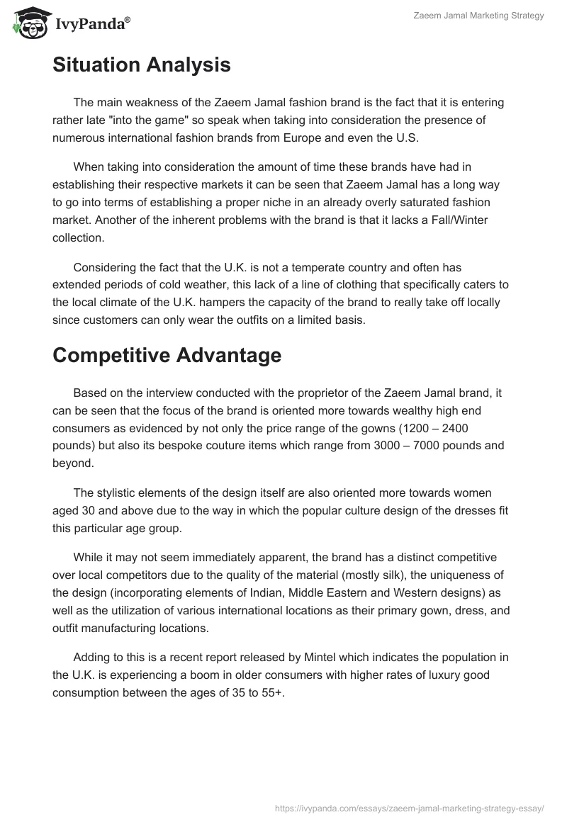 Zaeem Jamal Marketing Strategy. Page 2