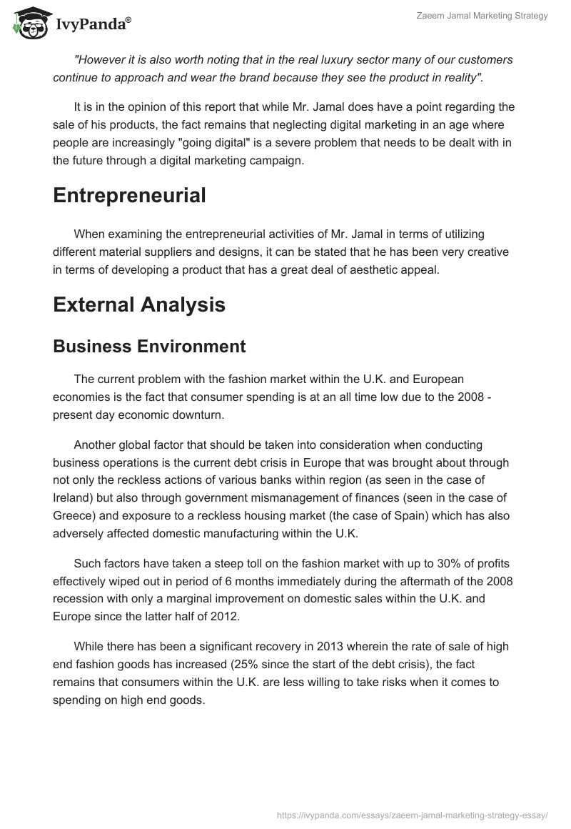 Zaeem Jamal Marketing Strategy. Page 5