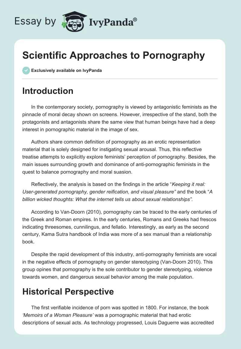 Scientific Approaches to Pornography. Page 1