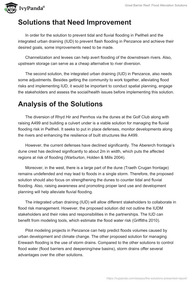 Great Barrier Reef: Flood Alleviation Solutions. Page 2