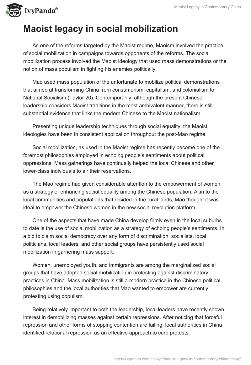 Maoist Legacy in Contemporary China. Page 5