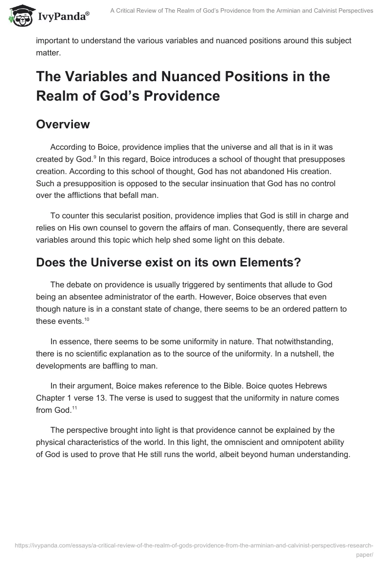 A Critical Review of The Realm of God’s Providence from the Arminian and Calvinist Perspectives. Page 3