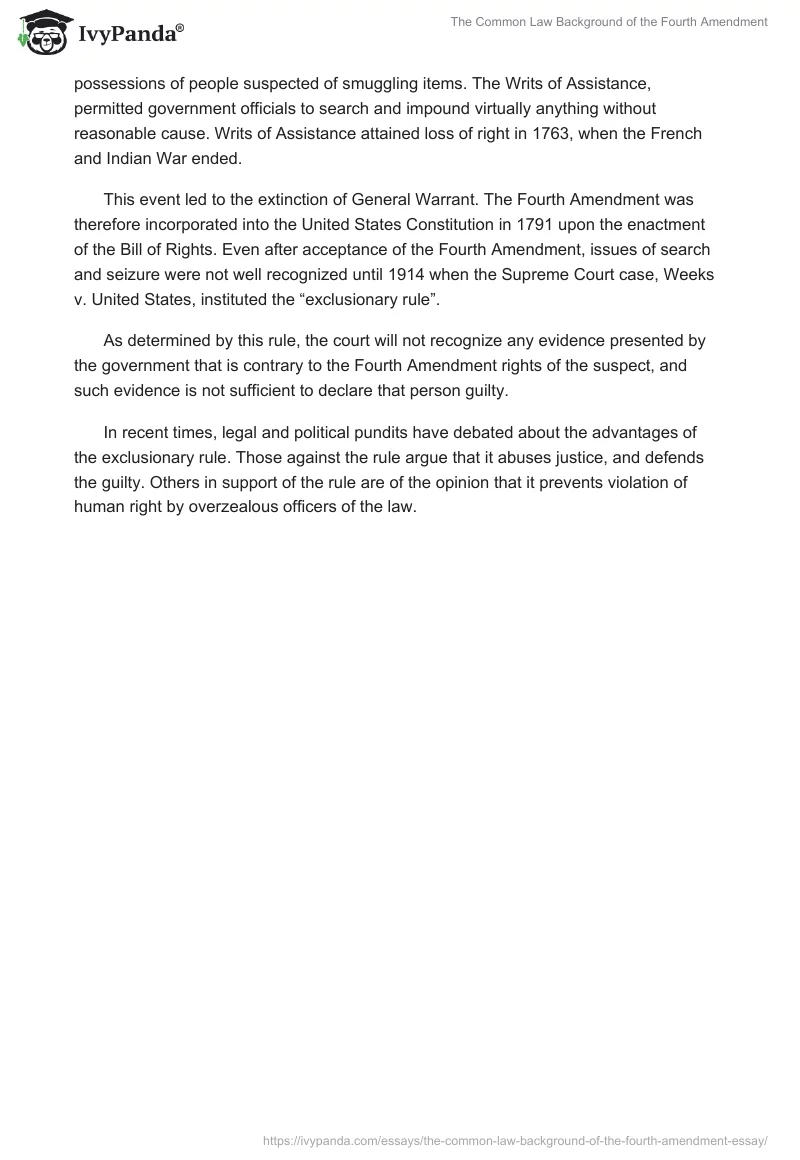 4th amendment essay examples