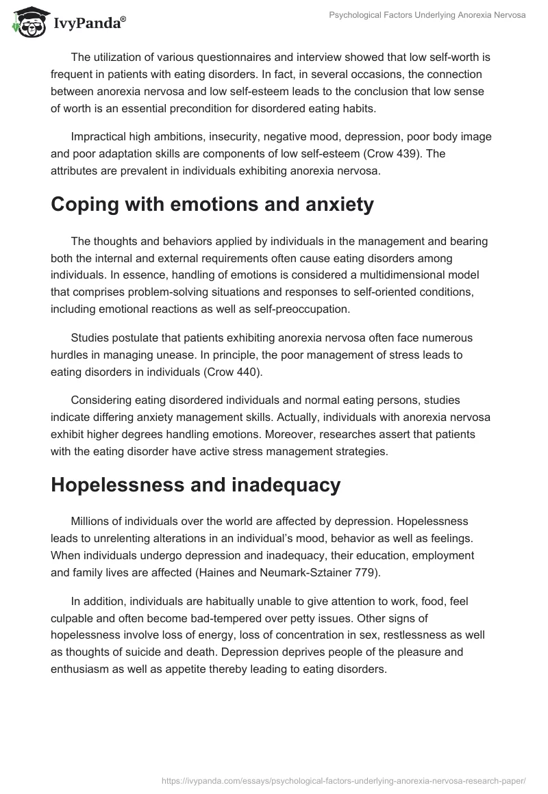 Psychological Factors Underlying Anorexia Nervosa. Page 3
