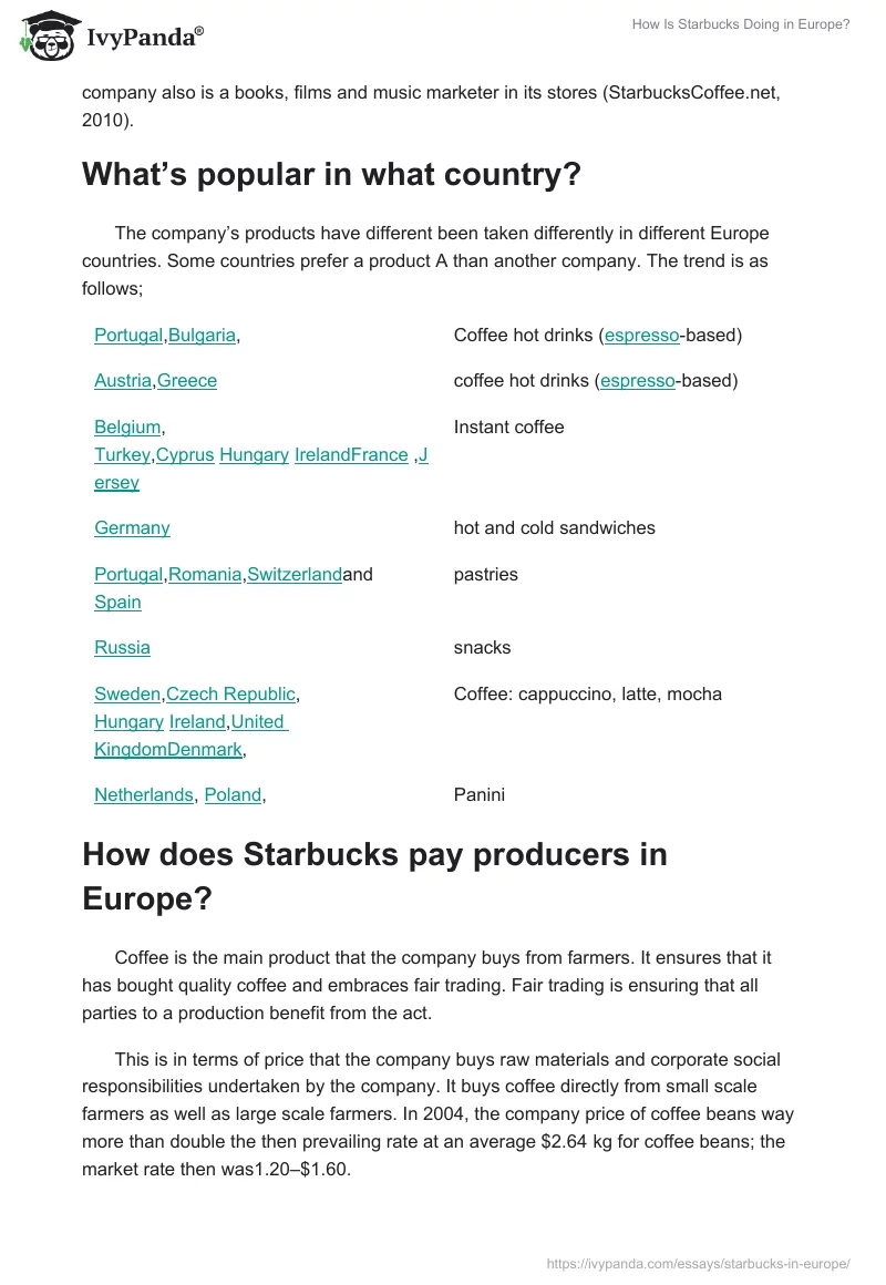 How Is Starbucks Doing in Europe?. Page 3