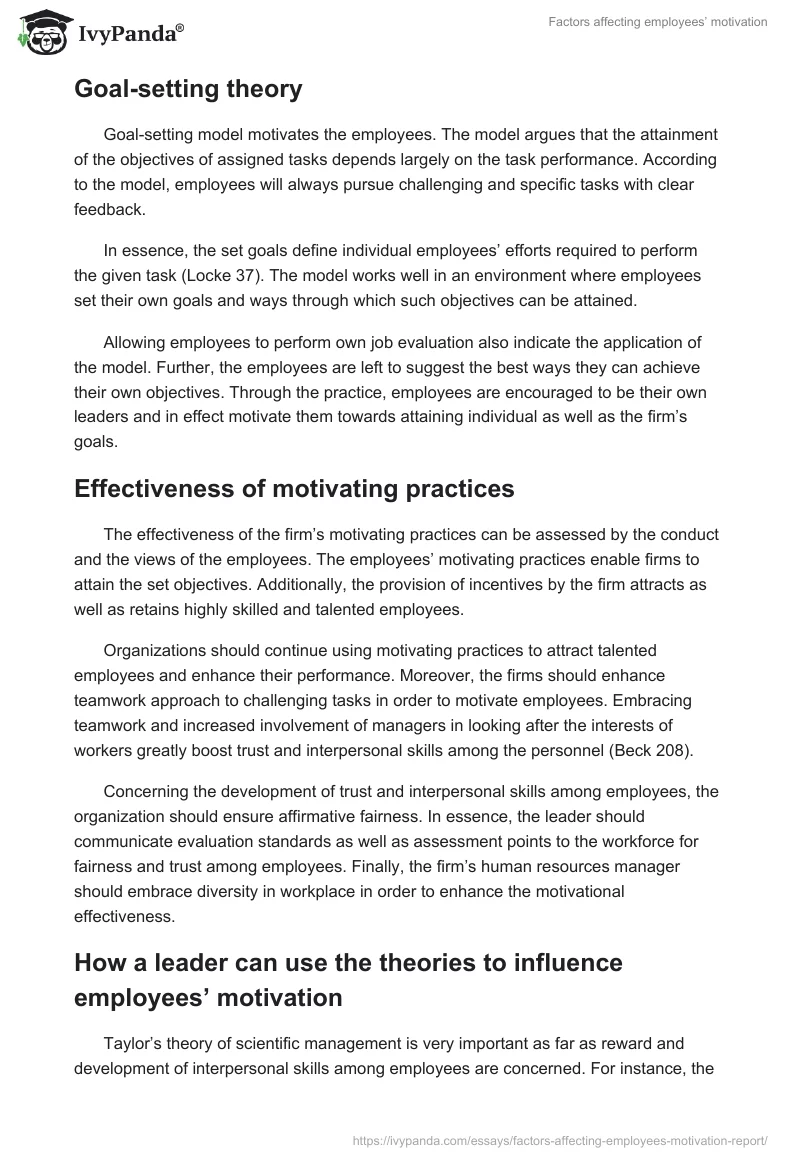 Factors Affecting Employees’ Motivation. Page 4