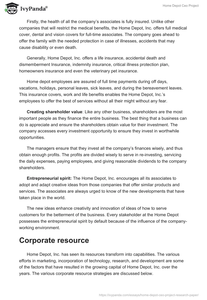 Home Depot Ceo Project. Page 3