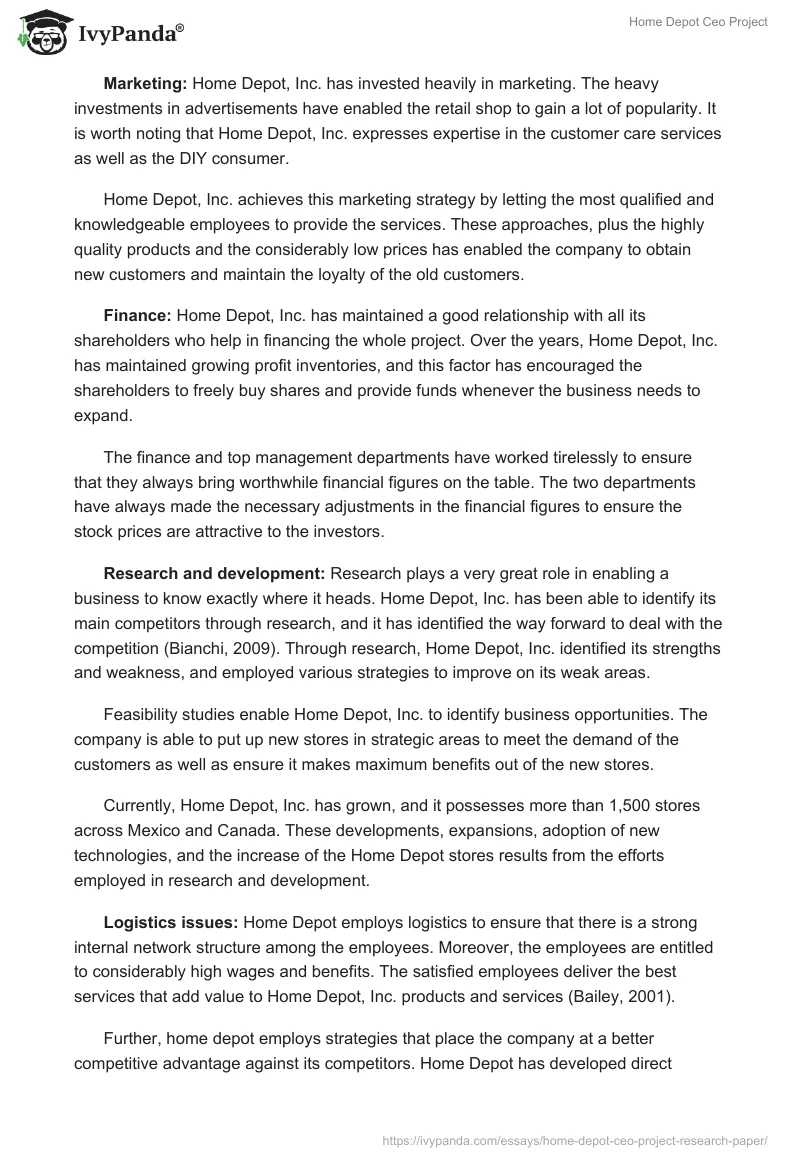 Home Depot Ceo Project. Page 4