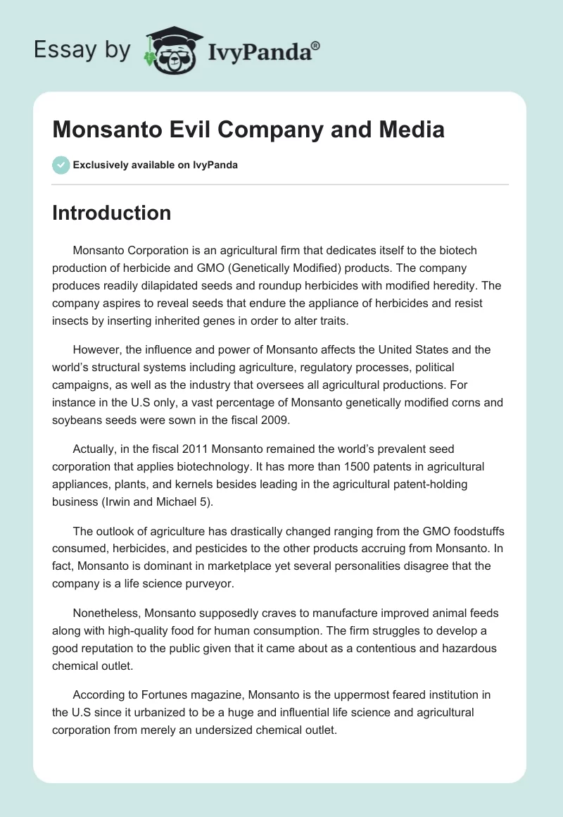 Monsanto Evil Company and Media. Page 1