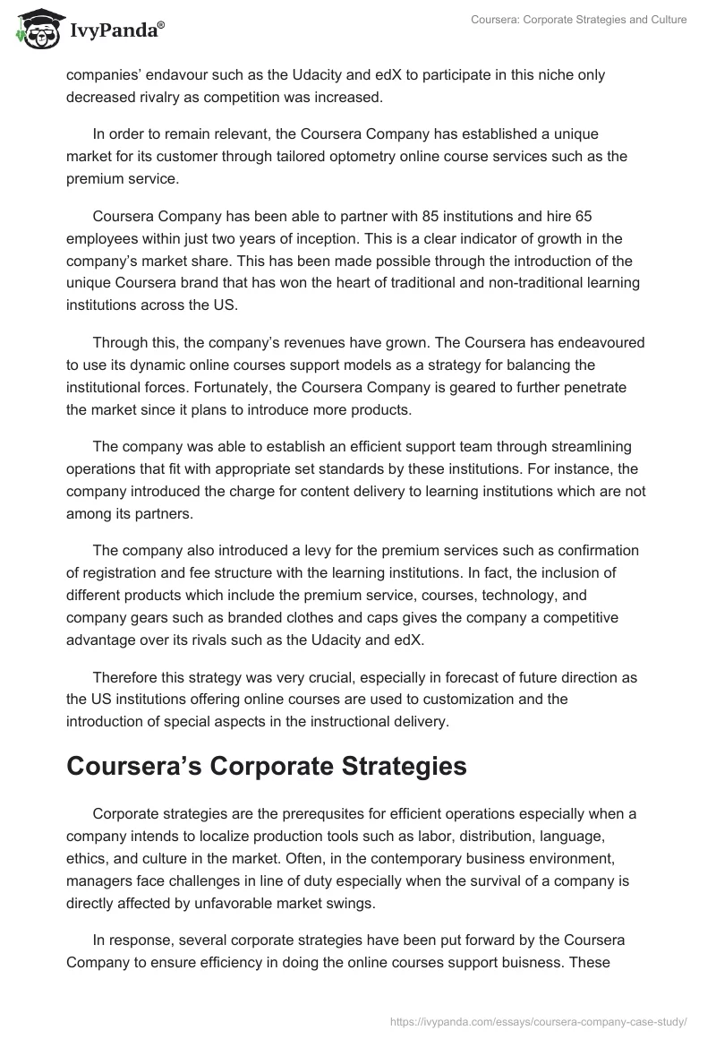 Coursera: Corporate Strategies and Culture. Page 2