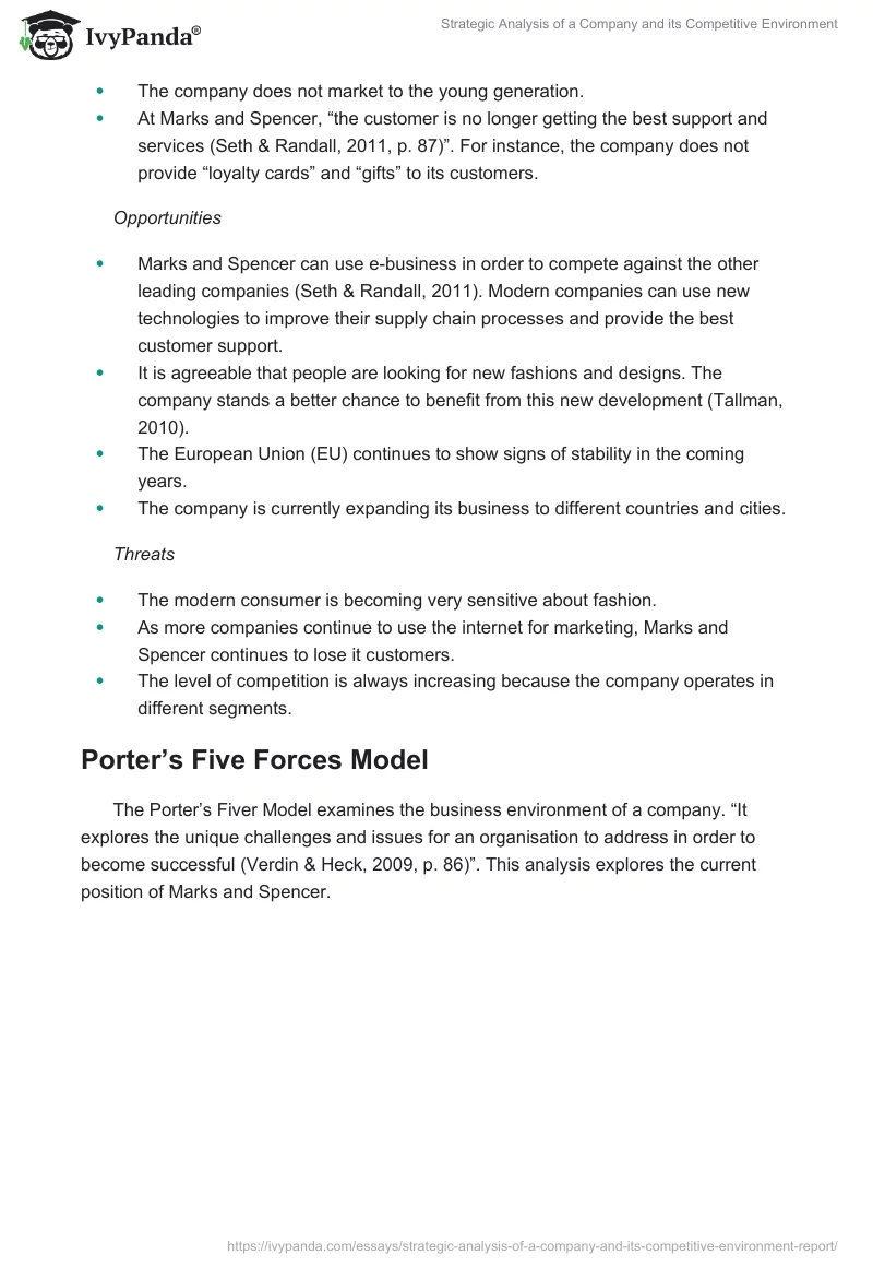 Strategic Analysis of a Company and its Competitive Environment. Page 5