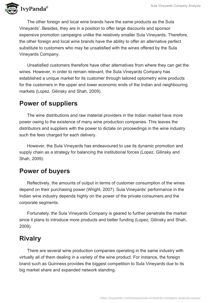 Sula Vineyards Company Analysis. Page 2