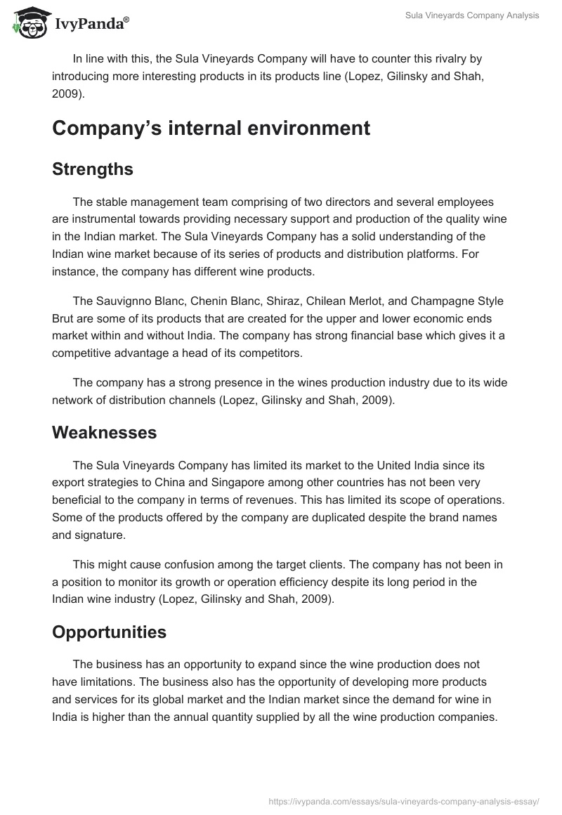 Sula Vineyards Company Analysis. Page 3