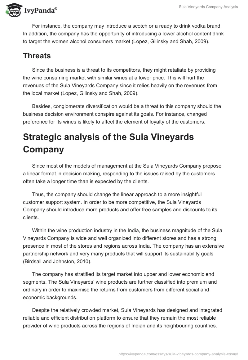 Sula Vineyards Company Analysis. Page 4